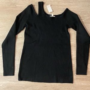 Black cold-shoulder sweater